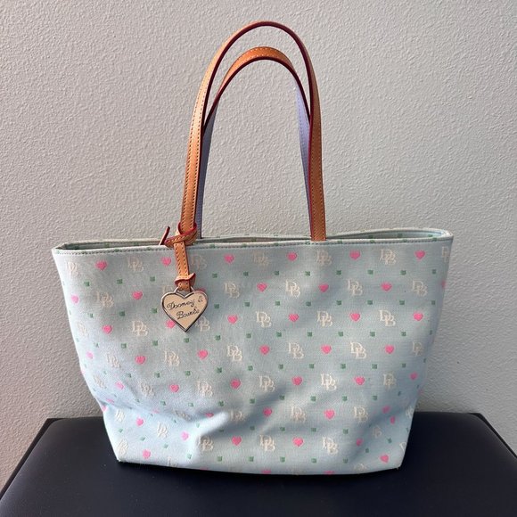 Dooney & Bourke Handbags - Dooney & Bourke Light Blue Hearts Handbag Purse Tote